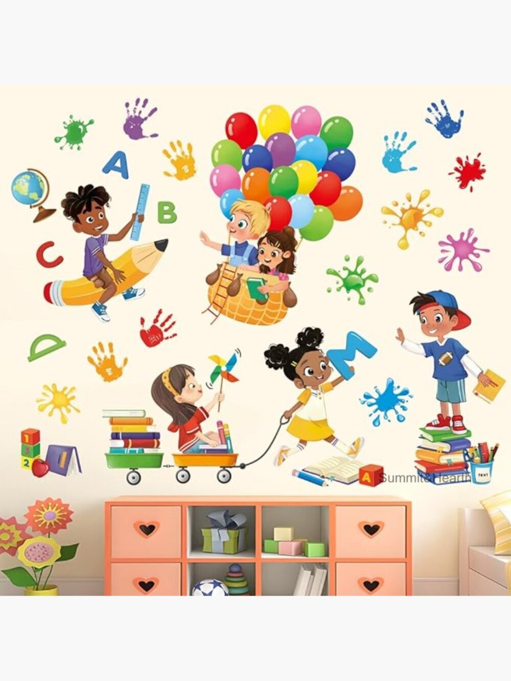 Educational Wall Decals for Kids Reading Room, Vinyl Stickers 35.4"